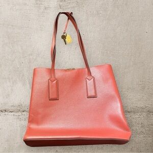 Aldo tote shoulder bag with detachable wristlet rust brown snap closure